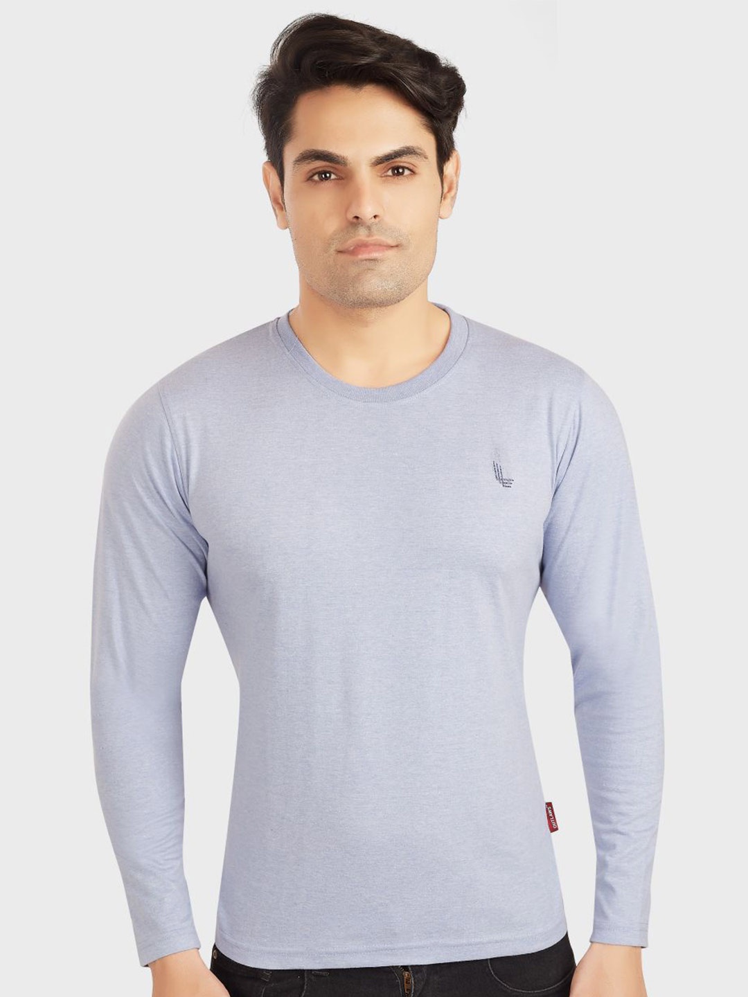 

OUTLAWS Long Sleeves Knitted Cotton Regular-Fit T-shirt, Blue
