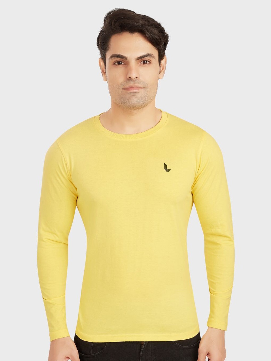 

OUTLAWS Round Neck Cotton T-shirt, Yellow