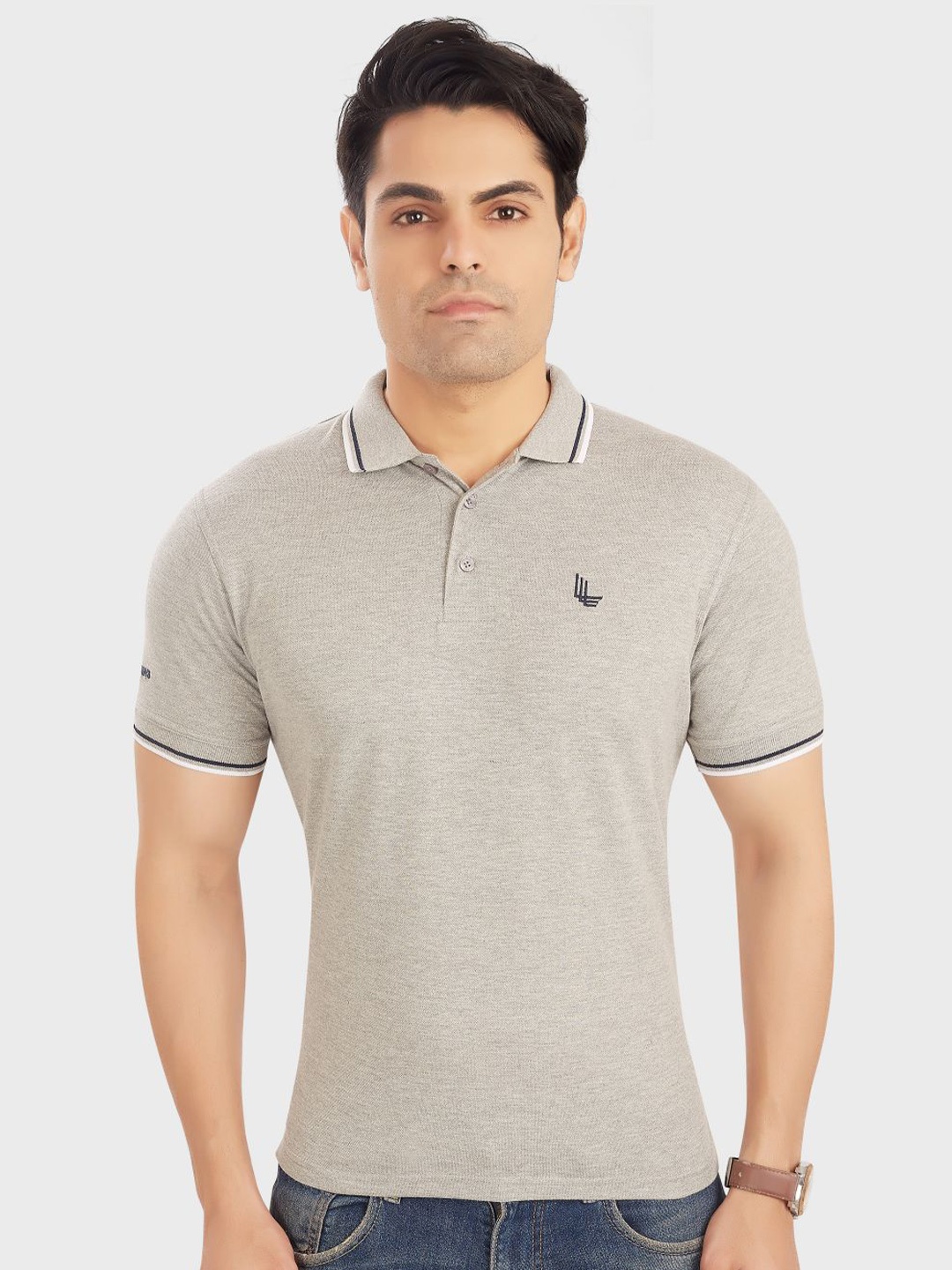 

OUTLAWS Polo Collar Cotton T-shirt, Grey