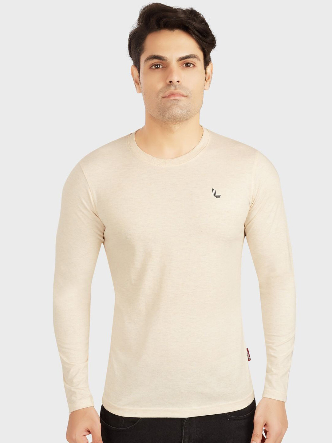 

OUTLAWS Round Neck Long Sleeves Cotton T-shirt, White