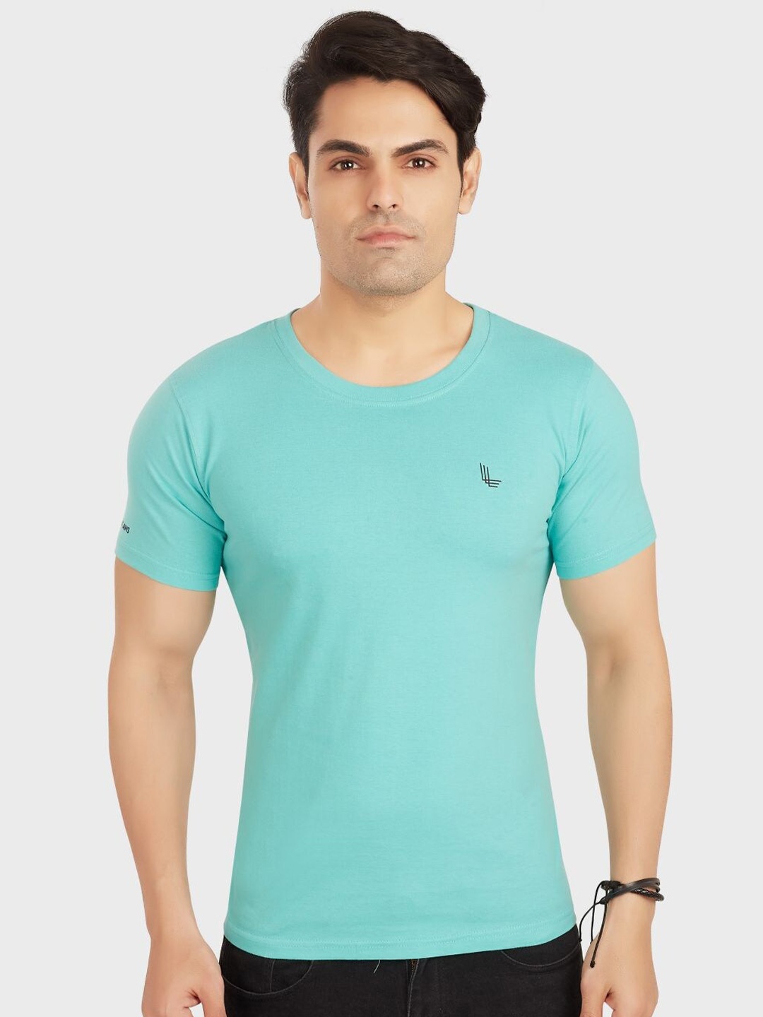 

OUTLAWS Round Neck Long Sleeves Cotton T-shirt, Blue