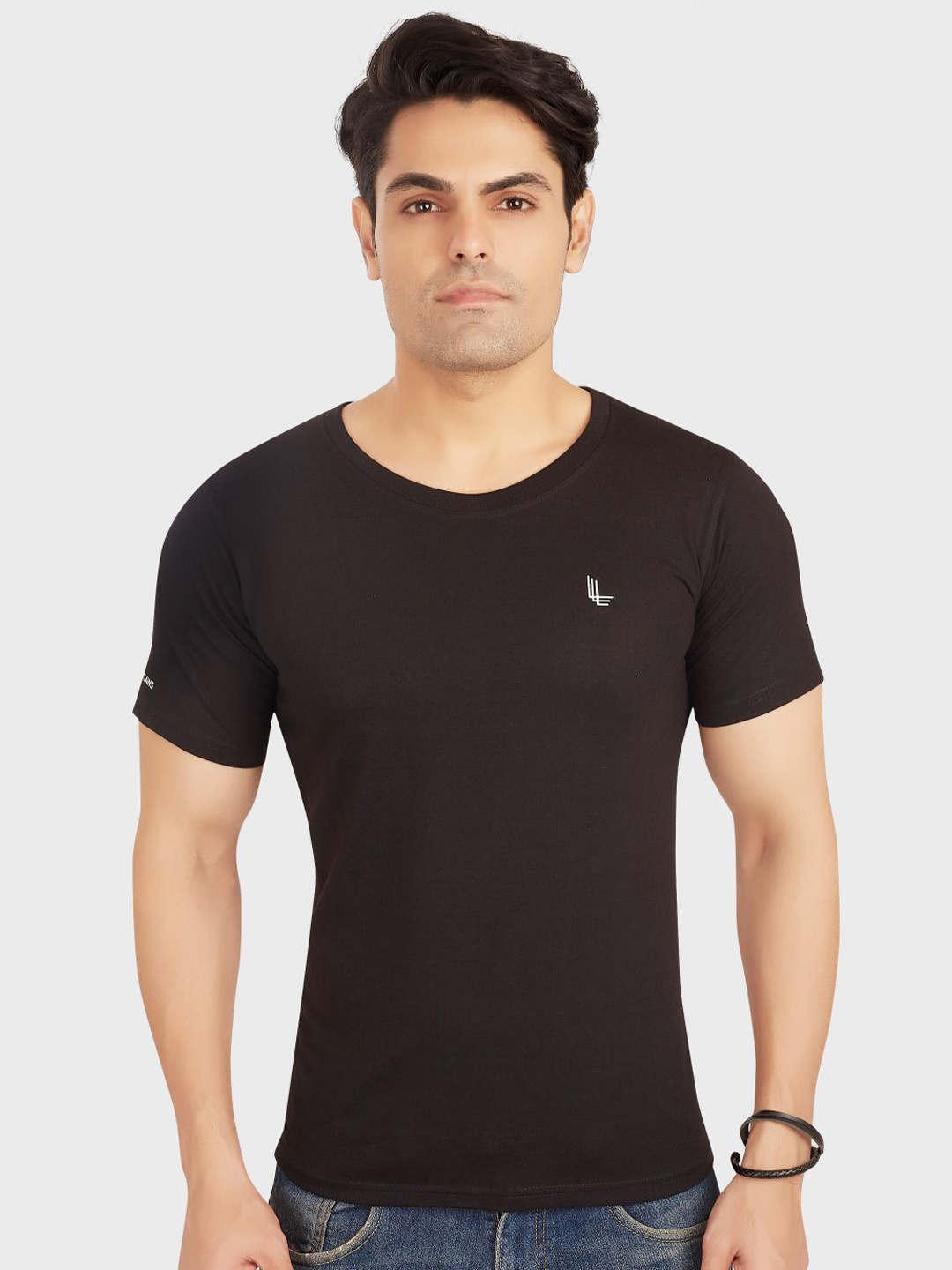 

OUTLAWS Round Neck Short Sleeves Cotton T-shirt, Black