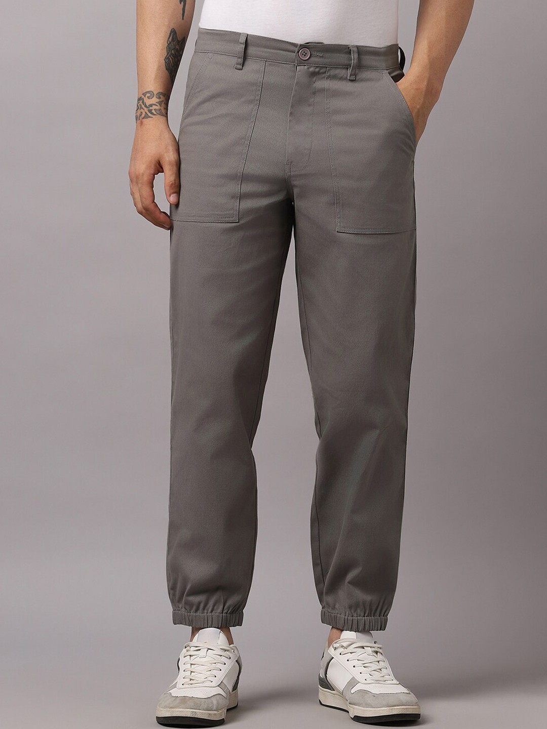 

Hubberholme Men Mid-Rise Smart Easy Wash Trousers, Grey