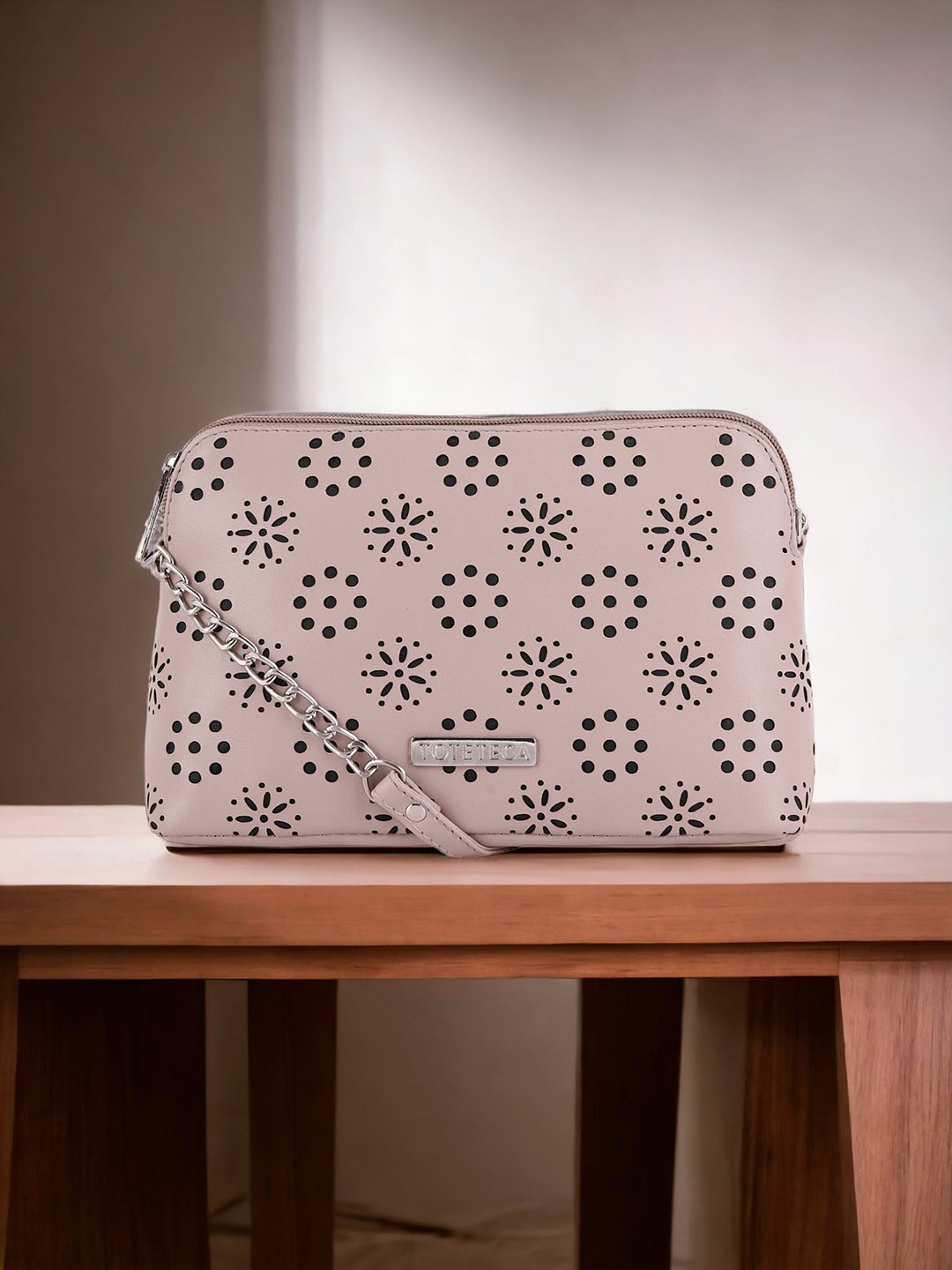 

Toteteca PU Floral Printed Sling Bag, White