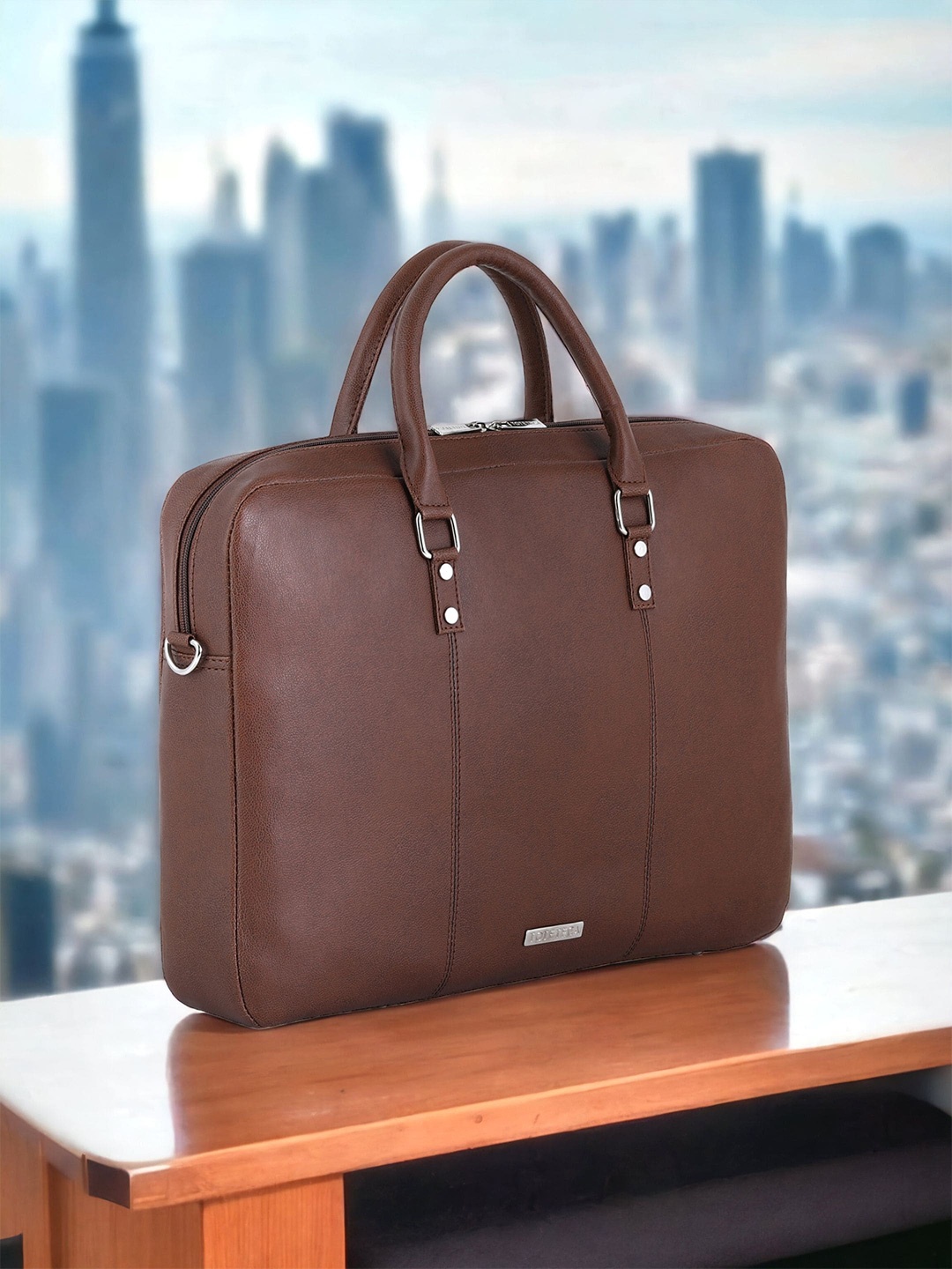 

Toteteca Unisex Textured Laptop Bag, Tan