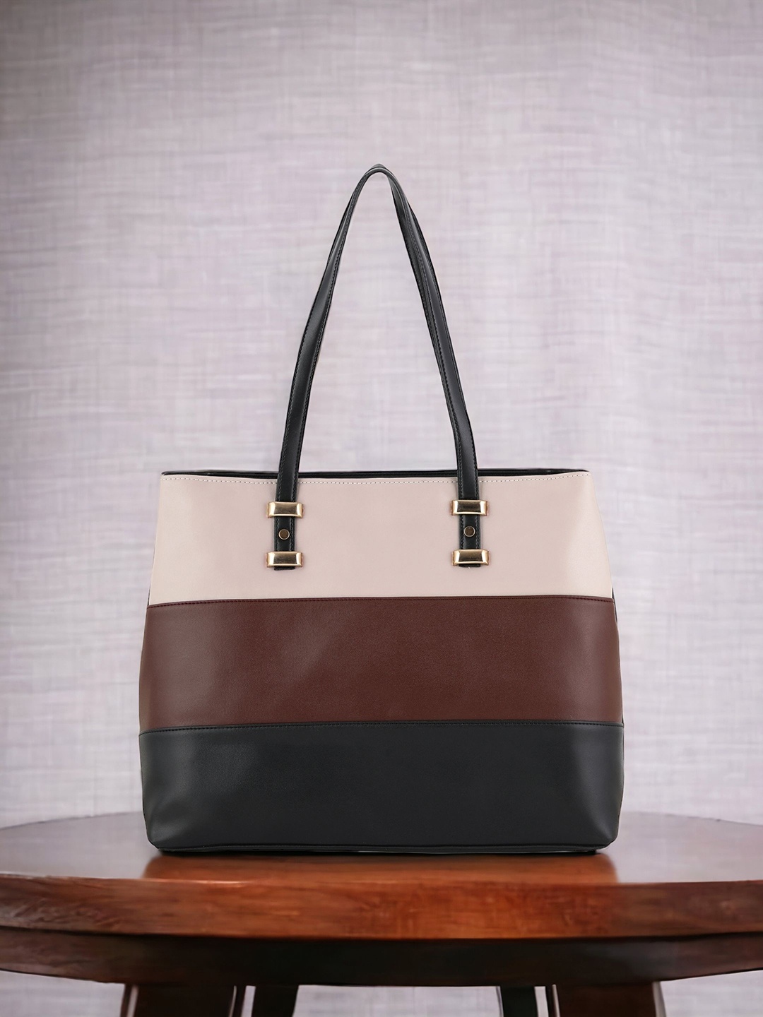 Toteteca Colourblocked Shopper Tote Bag, Black