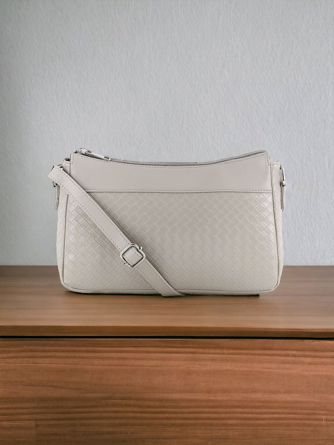 

Toteteca Textured Structured Sling Bag, White