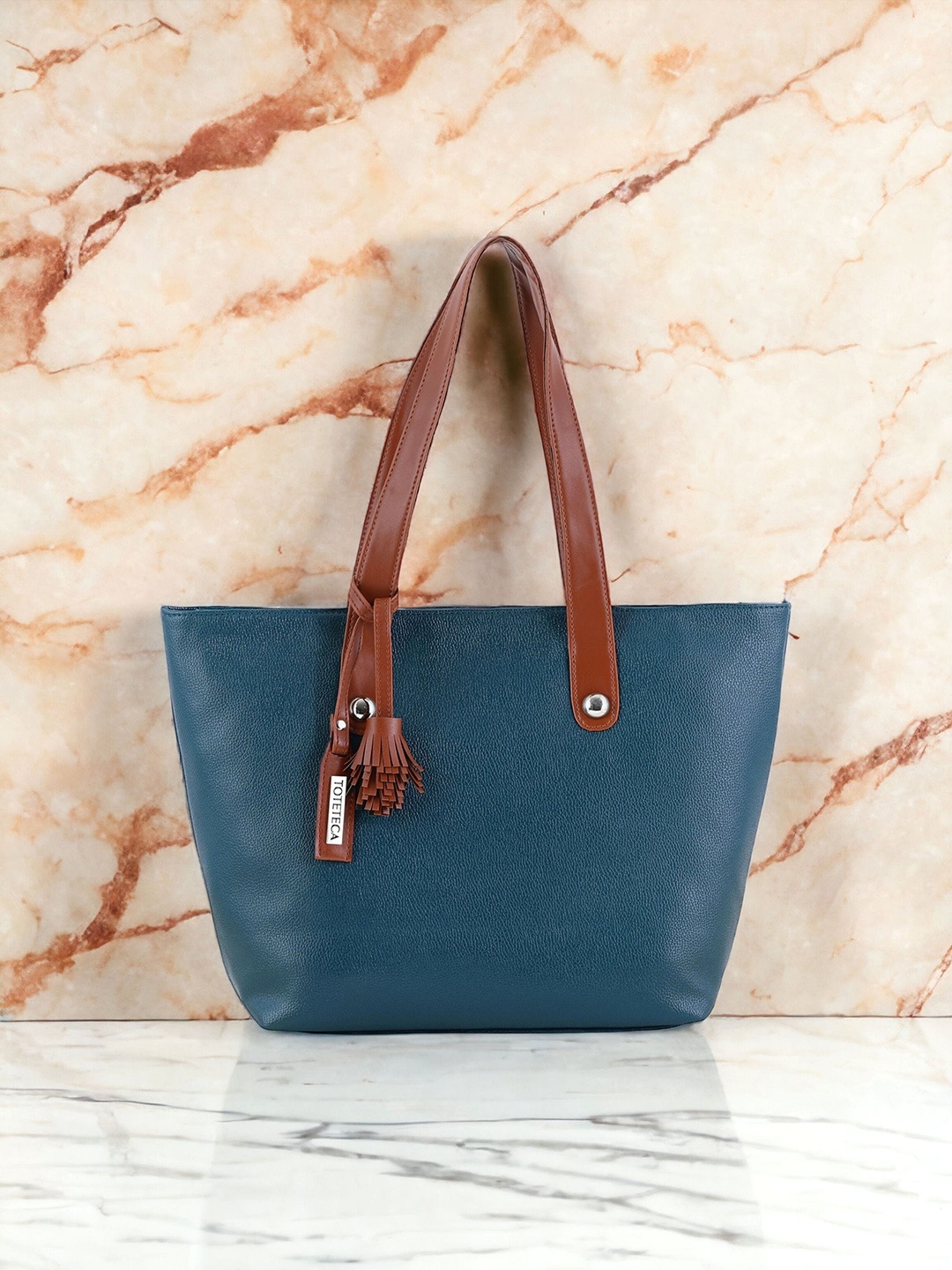 

Toteteca Oversized Bucket Shoulder Bag with Tasselled, Blue