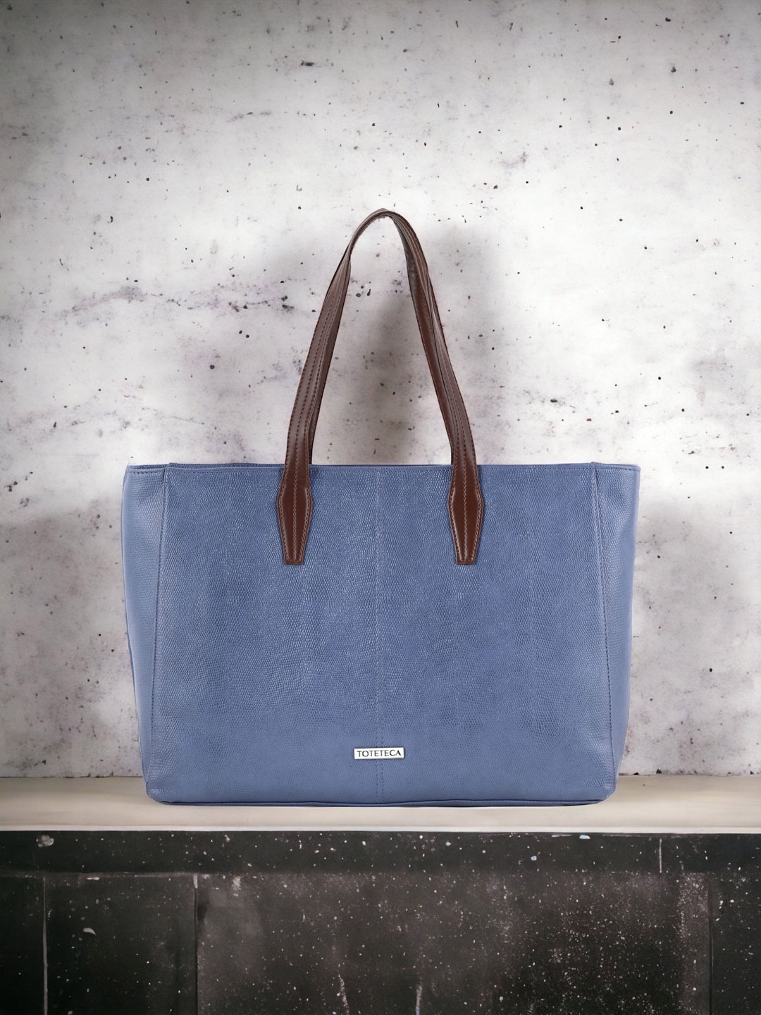 

Toteteca Textured Oversized Structured Shoulder Bag, Blue