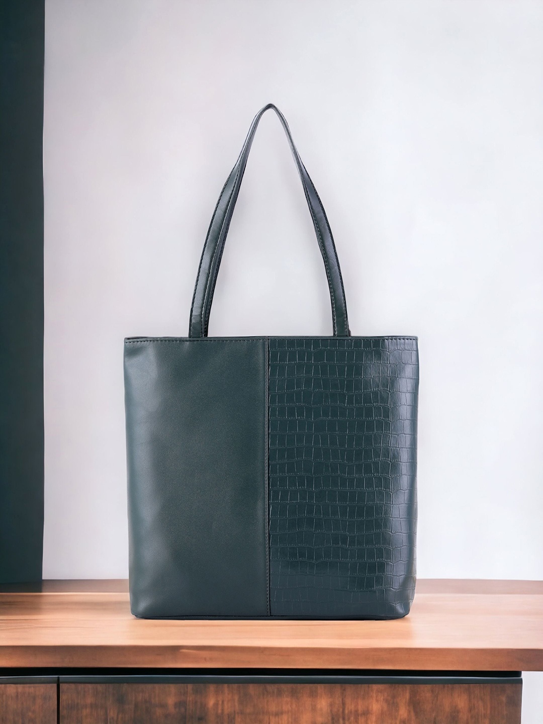 

Toteteca Women Textured Oversized Shopper Tote Bag, Teal