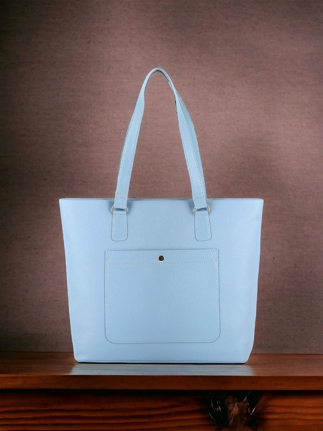 

Toteteca PU Oversized Structured Shoulder Bag With Buckle Detail, Blue