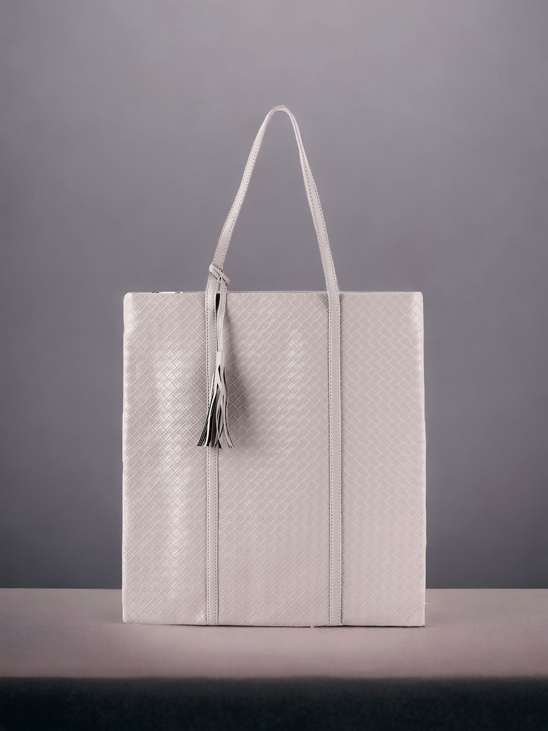 

Toteteca Textured PU Shopper Tote Bag, White