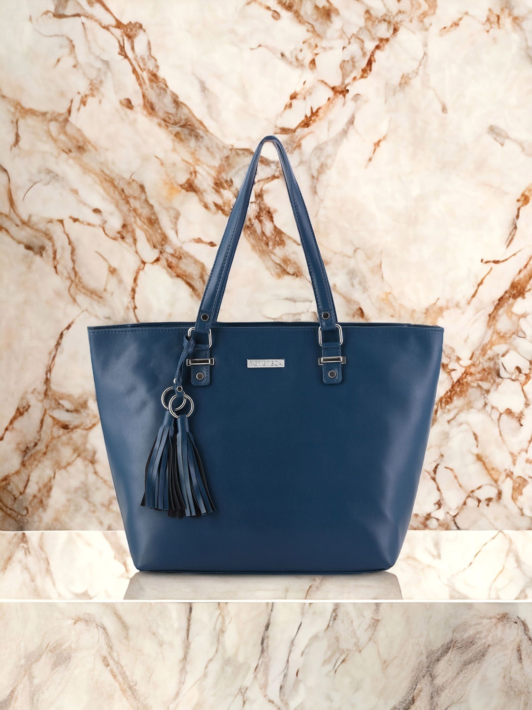 

Toteteca Structured Tote Bag with Tasselled, Blue