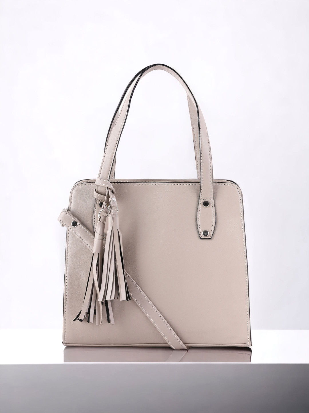 

Toteteca PU Shopper Handheld Bag With Tasselled, White