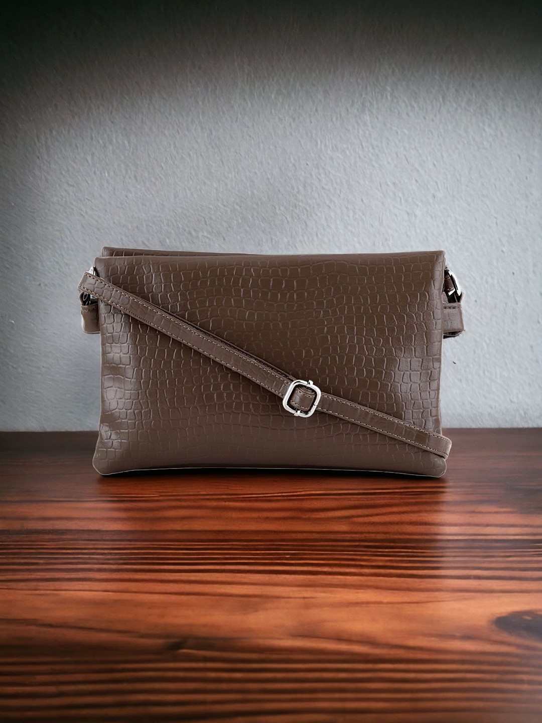 

Toteteca Textured PU Structured Sling Bag, Beige