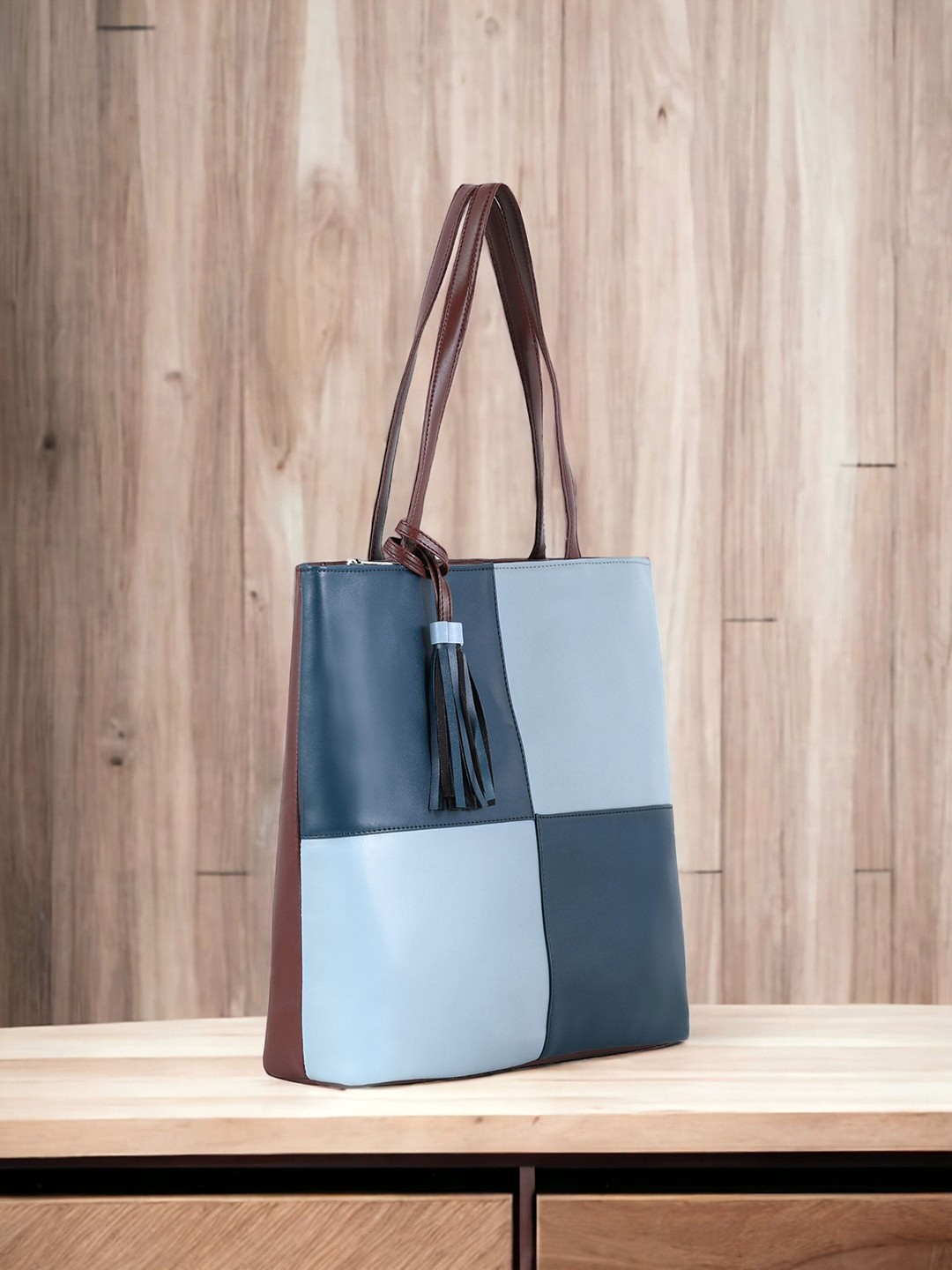

Toteteca Colourblocked Oversized Shopper Tote Bag, Blue