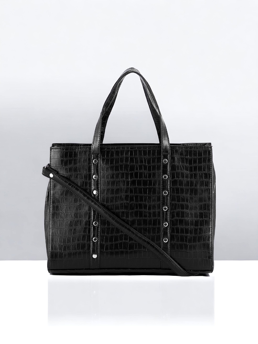 

Toteteca Textured PU Oversized Shopper Handheld Bag, Black