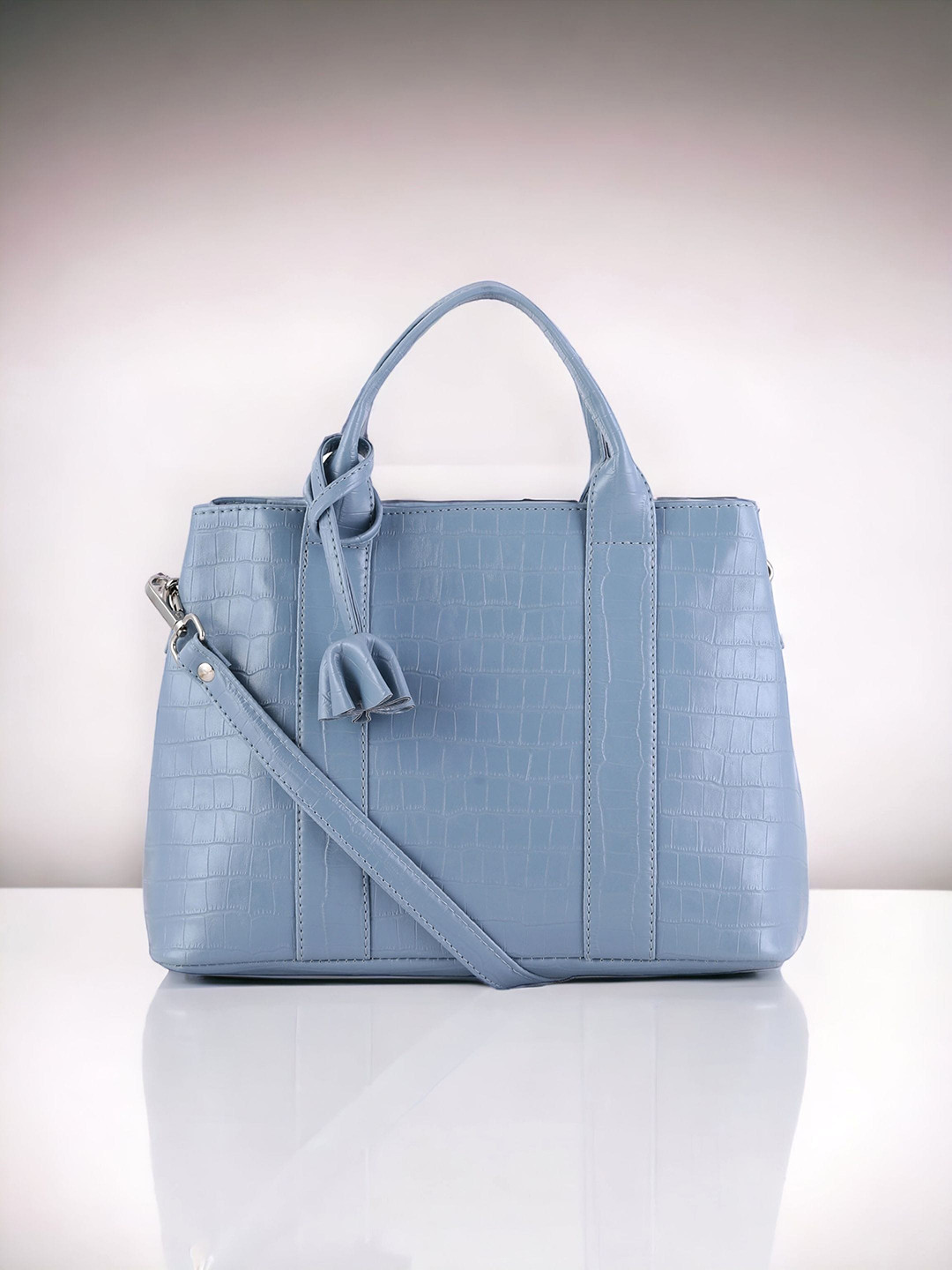 

Toteteca PU Oversized Shopper Handheld Bag With Tasselled, Blue