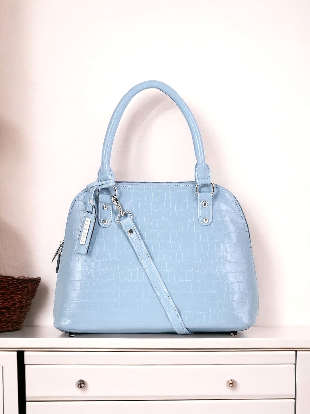 

Toteteca Textured PU Structured Handheld Bag, Blue