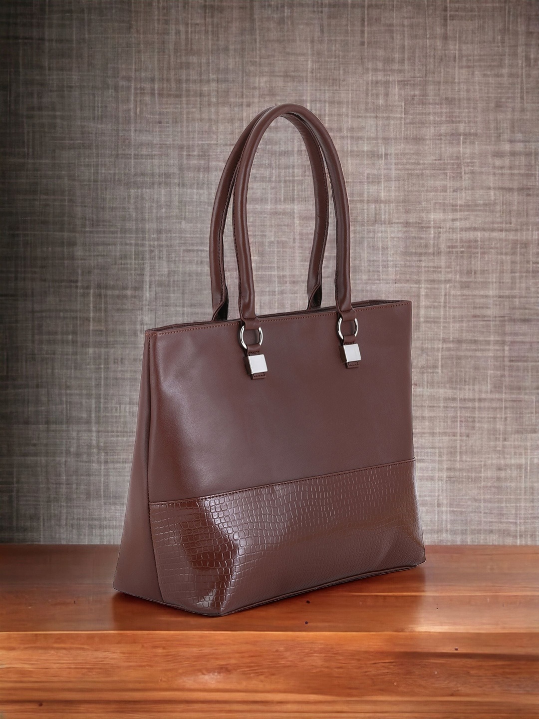 

Toteteca Textured PU Shopper Shoulder Bag, Brown
