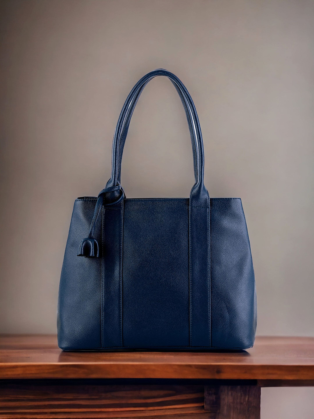 

Toteteca Textured Structured Shoulder Bag with Tasselled, Blue