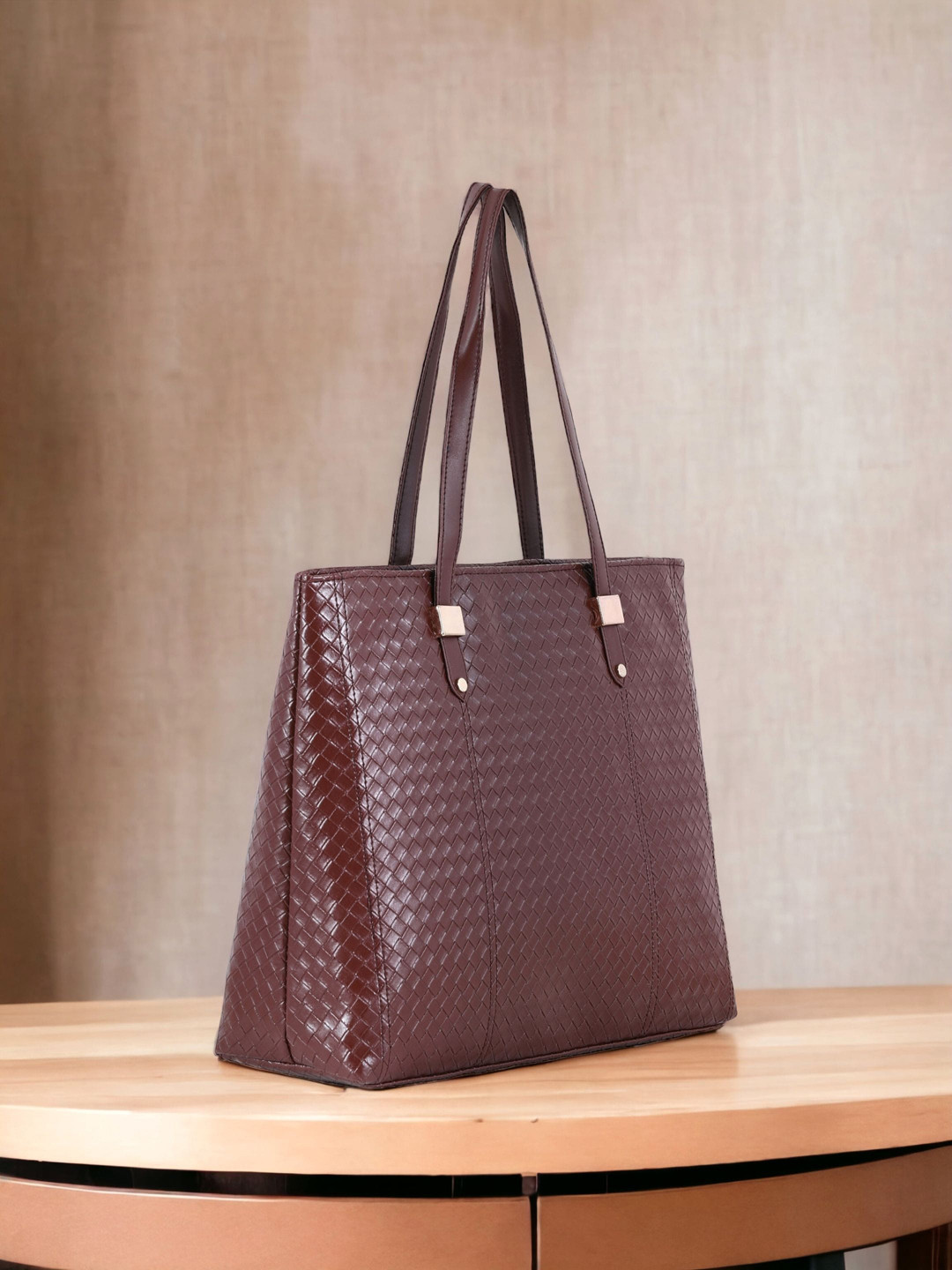 

Toteteca Textured Structured Shoulder Bag, Brown
