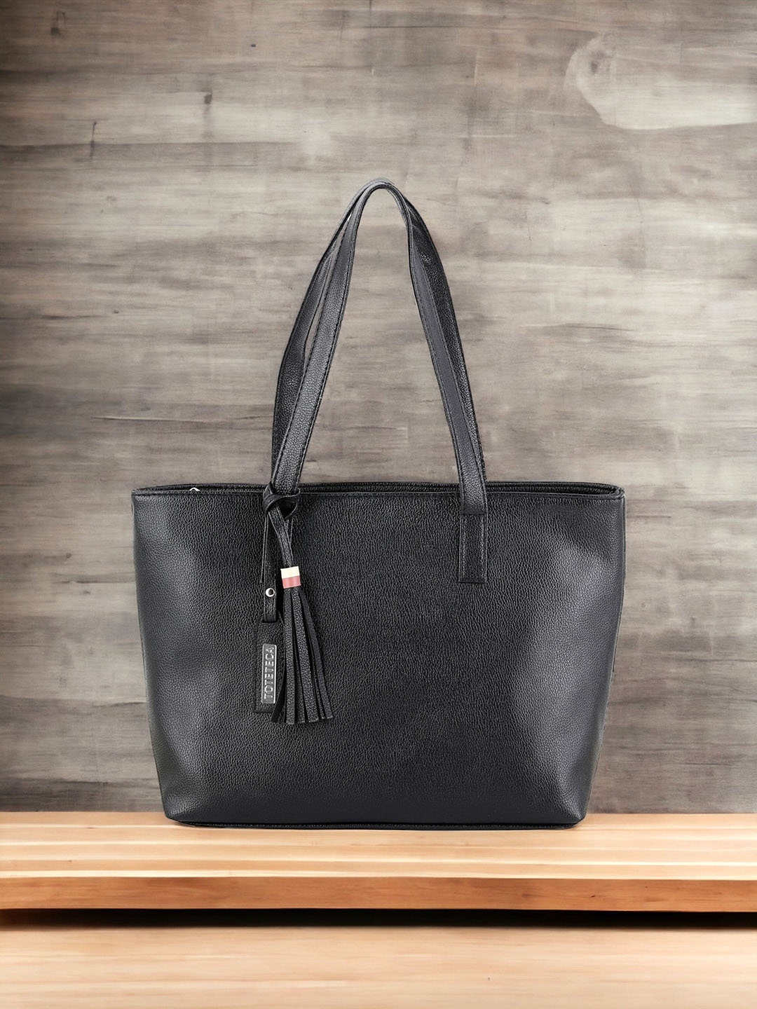 

Toteteca Structured Shoulder Bag with Tasselled, Black