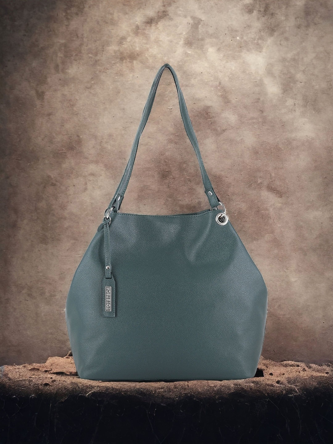 

Toteteca PU Oversized Structured Shoulder Bag with Tasselled, Green