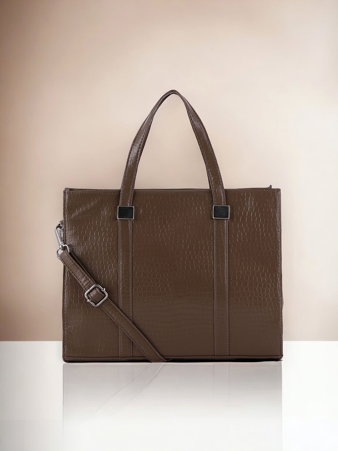 

Toteteca Textured PU Oversized Structured Handheld Bag, Brown
