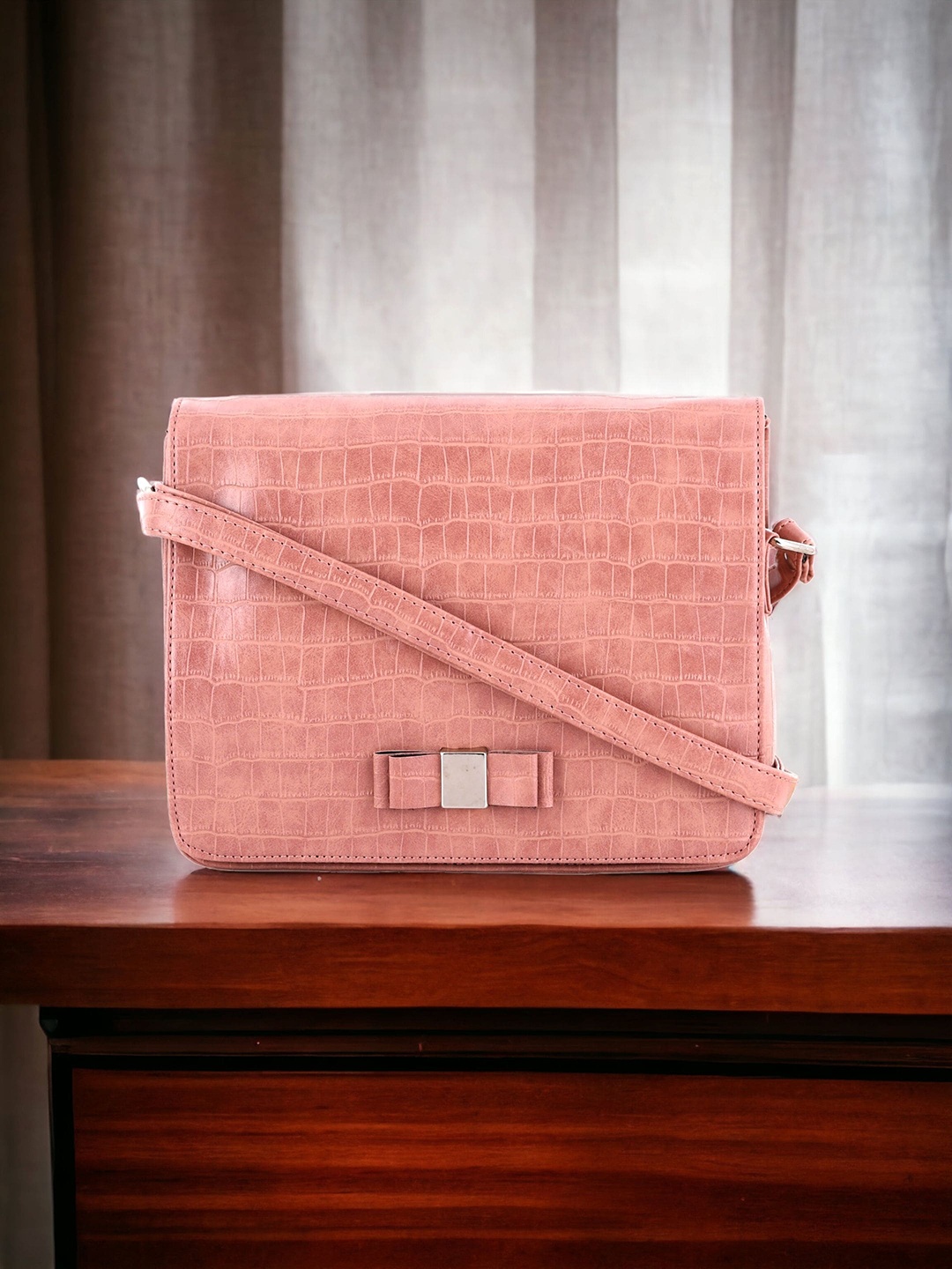 

Toteteca Textured Oversized Structured Sling Bag, Pink