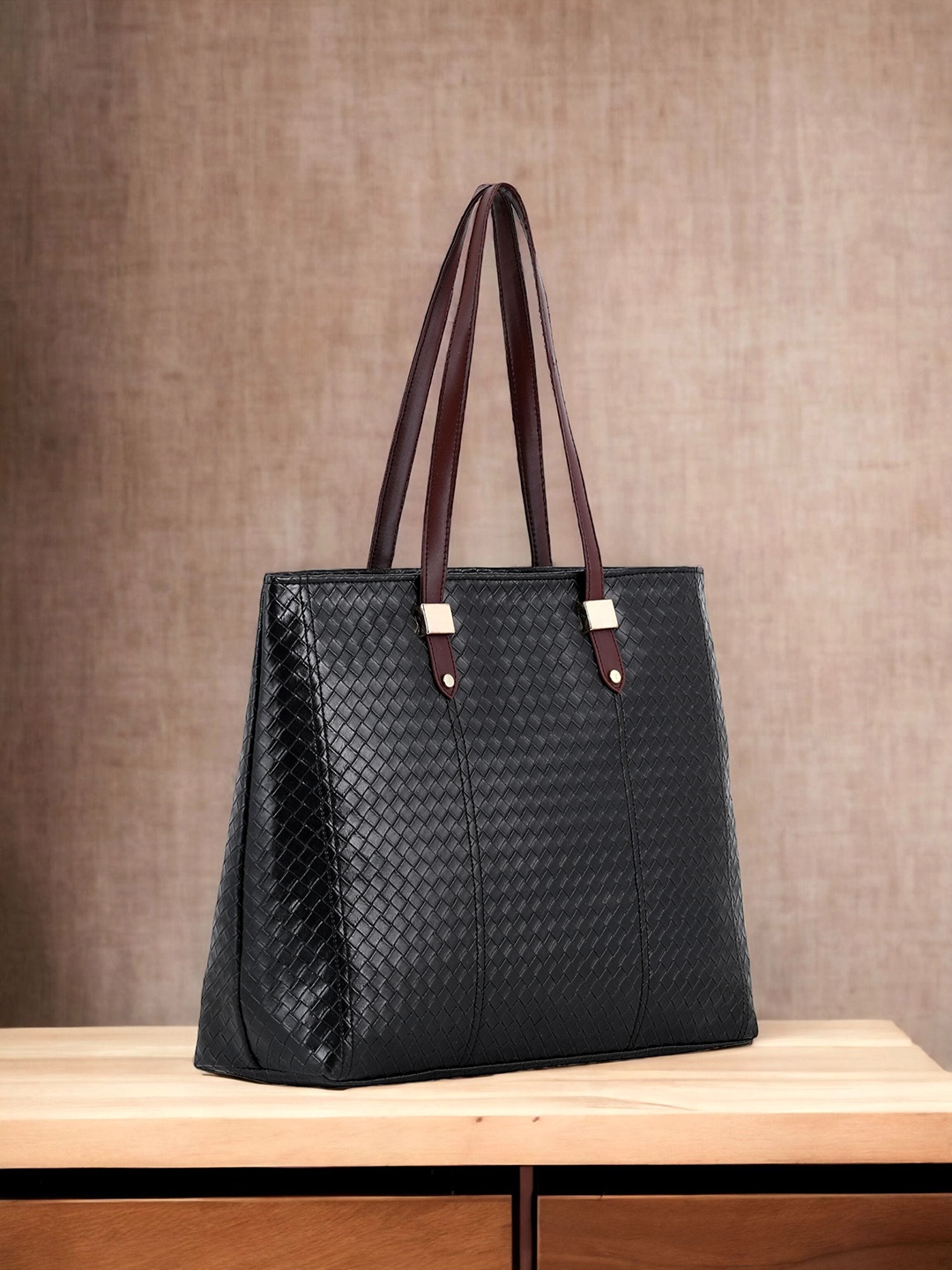 Toteteca Textured Shopper Tote Bag, Black