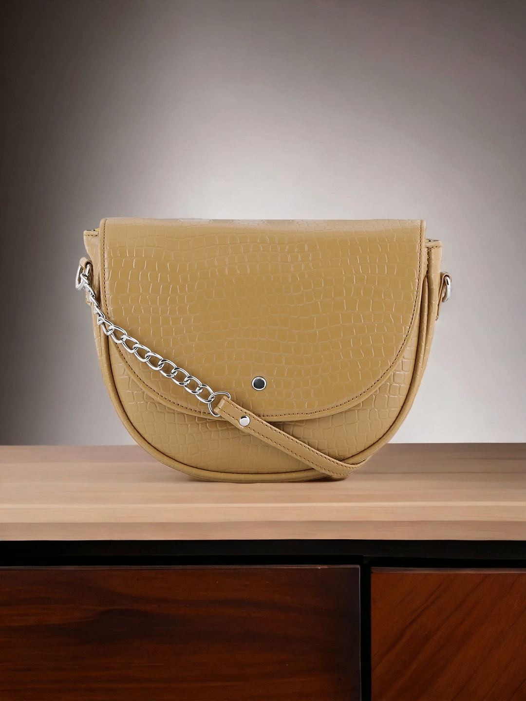 

Toteteca PU Oversized Half Moon Sling Bag, Tan