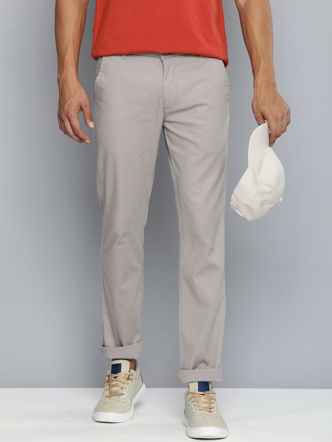 

Levis Men Self Design Textured Slim Fit Chinos Trousers, Grey