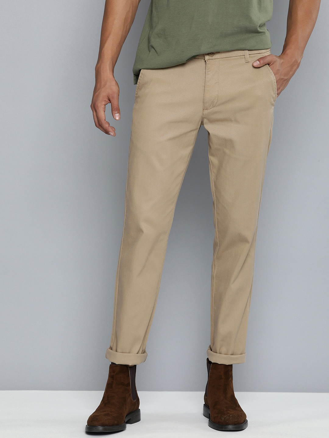 

Levis Men Self Design Textured Slim Fit Chinos Trousers, Beige