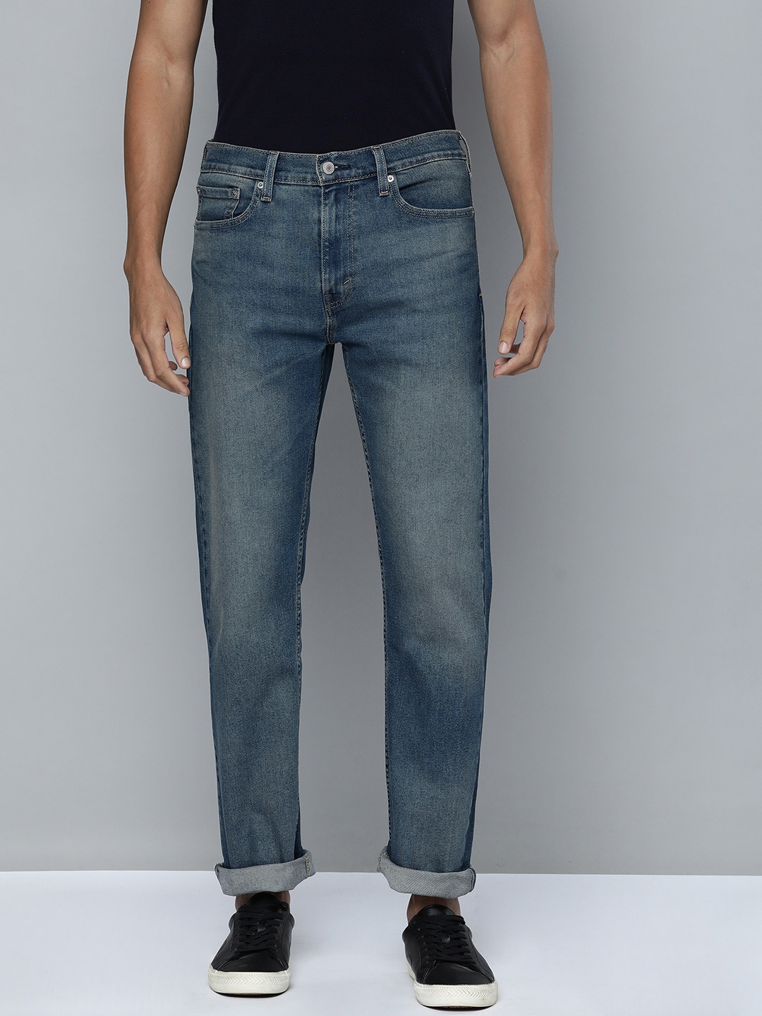 

Levis Men 513 Straight Fit Heavy Fade Stretchable Mid-Rise Jeans, Blue