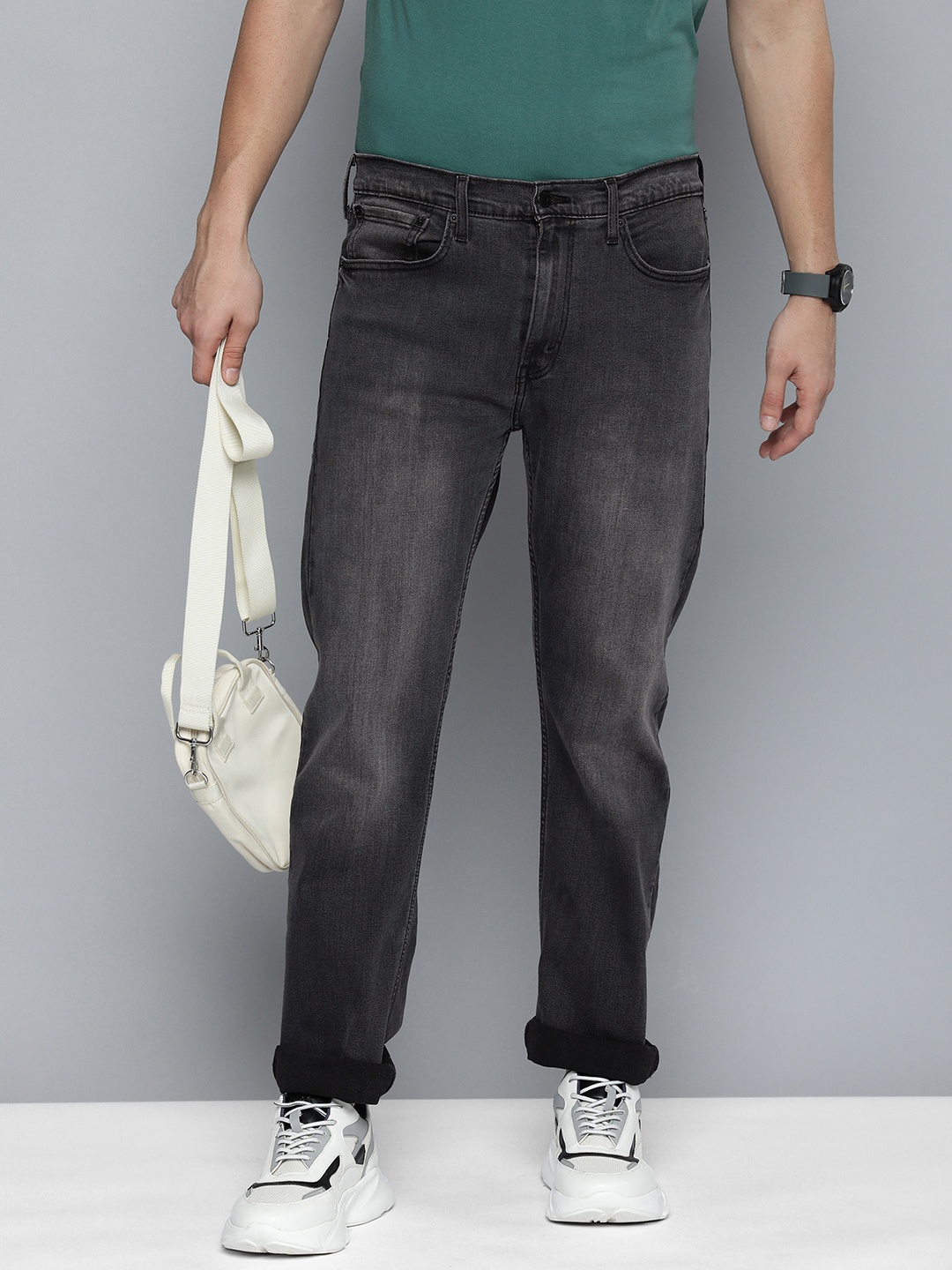 

Levis Men 513 Straight Fit Heavy Fade Stretchable Jeans, Grey