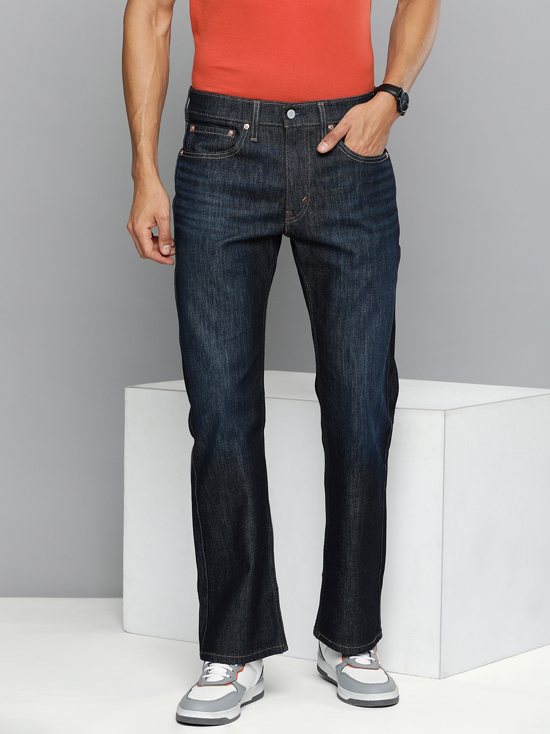 

Levis Men 527 Slim Bootcut Stretchable Jeans, Navy blue