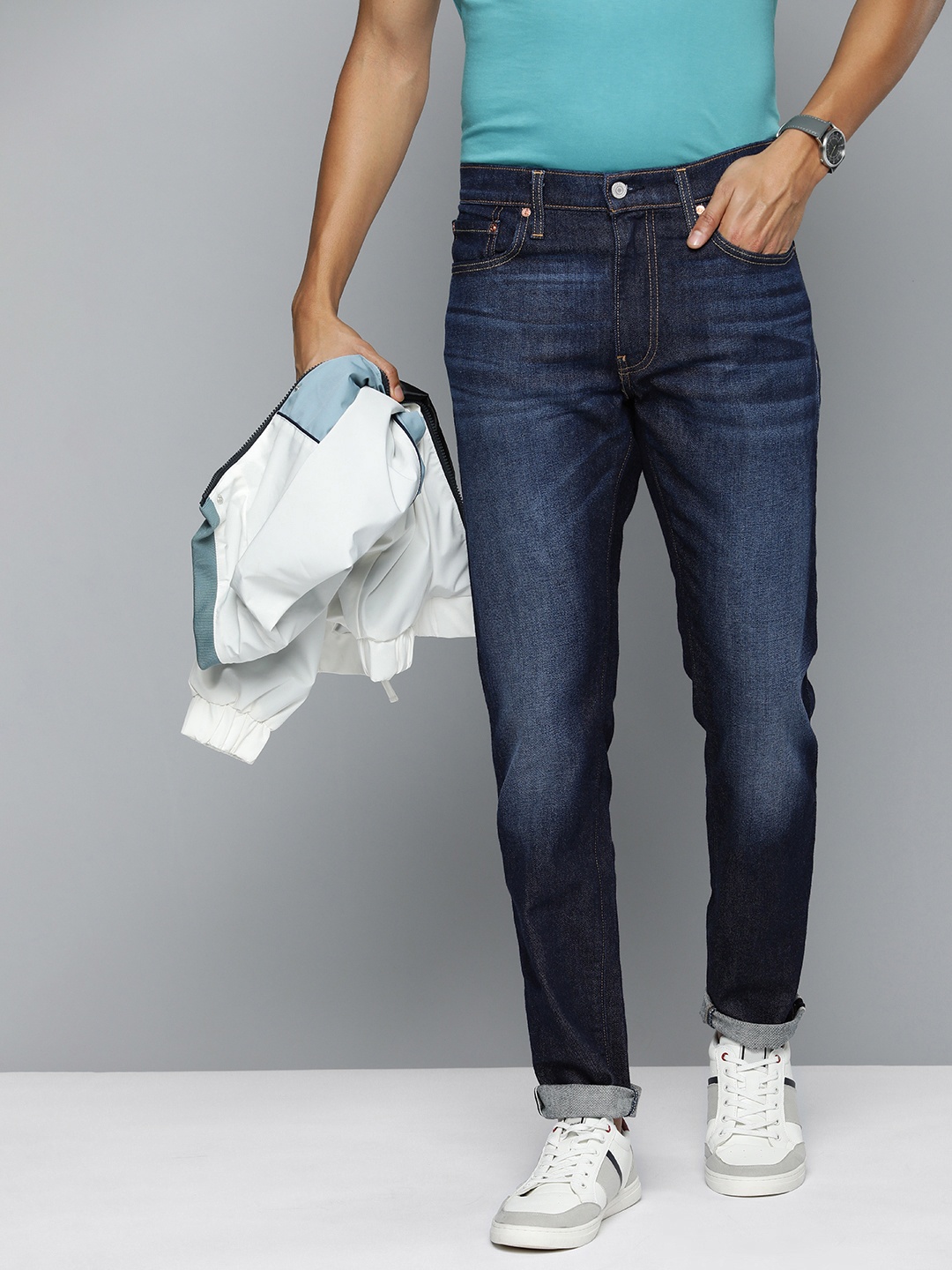 

Levis Men Slim Tapered Fit Heavy Fade Stretchable Jeans, Blue