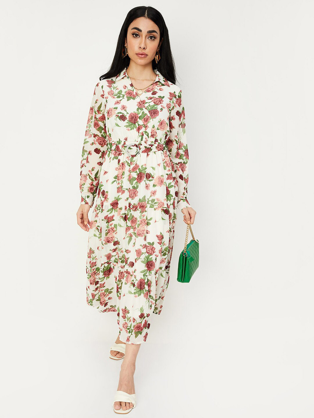 

max Floral Printed Shirt Dress, White