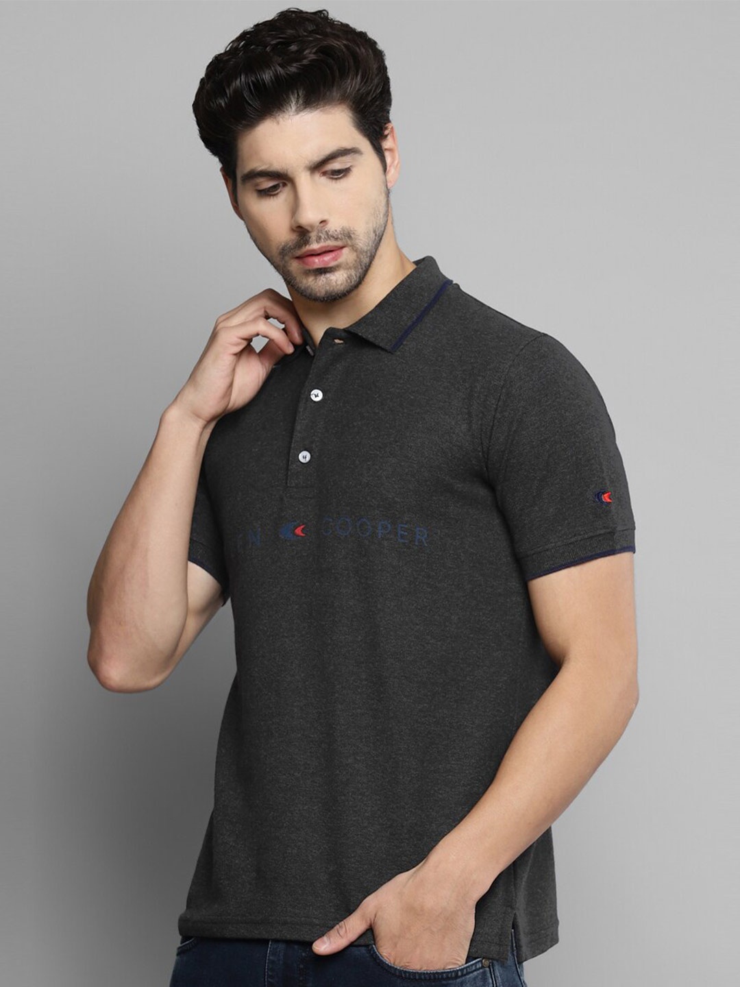 

Allen Cooper Polo Collar Slim Fit T-shirt, Black
