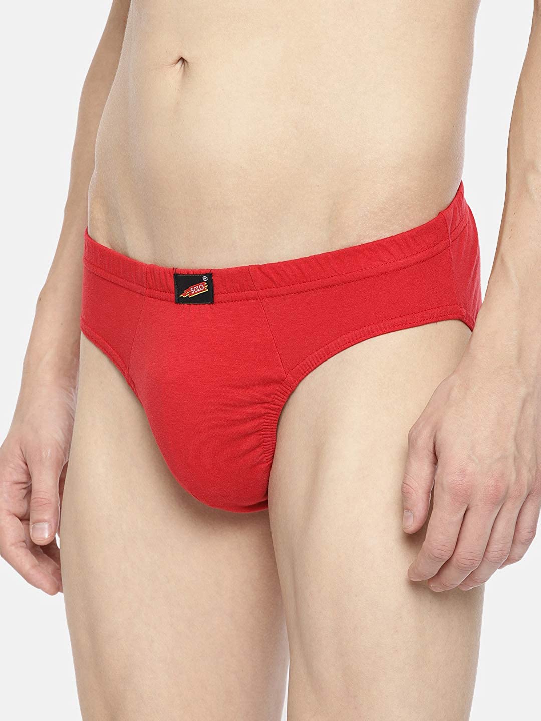 

SOLO Men Mid-Rise Cotton Basic Brief Virgin-Red-75