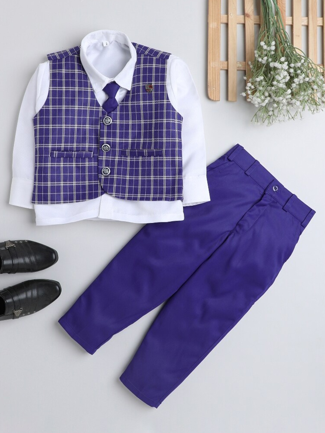 

BAESD Boys Shirt & Trousers with Waistcoat, Blue