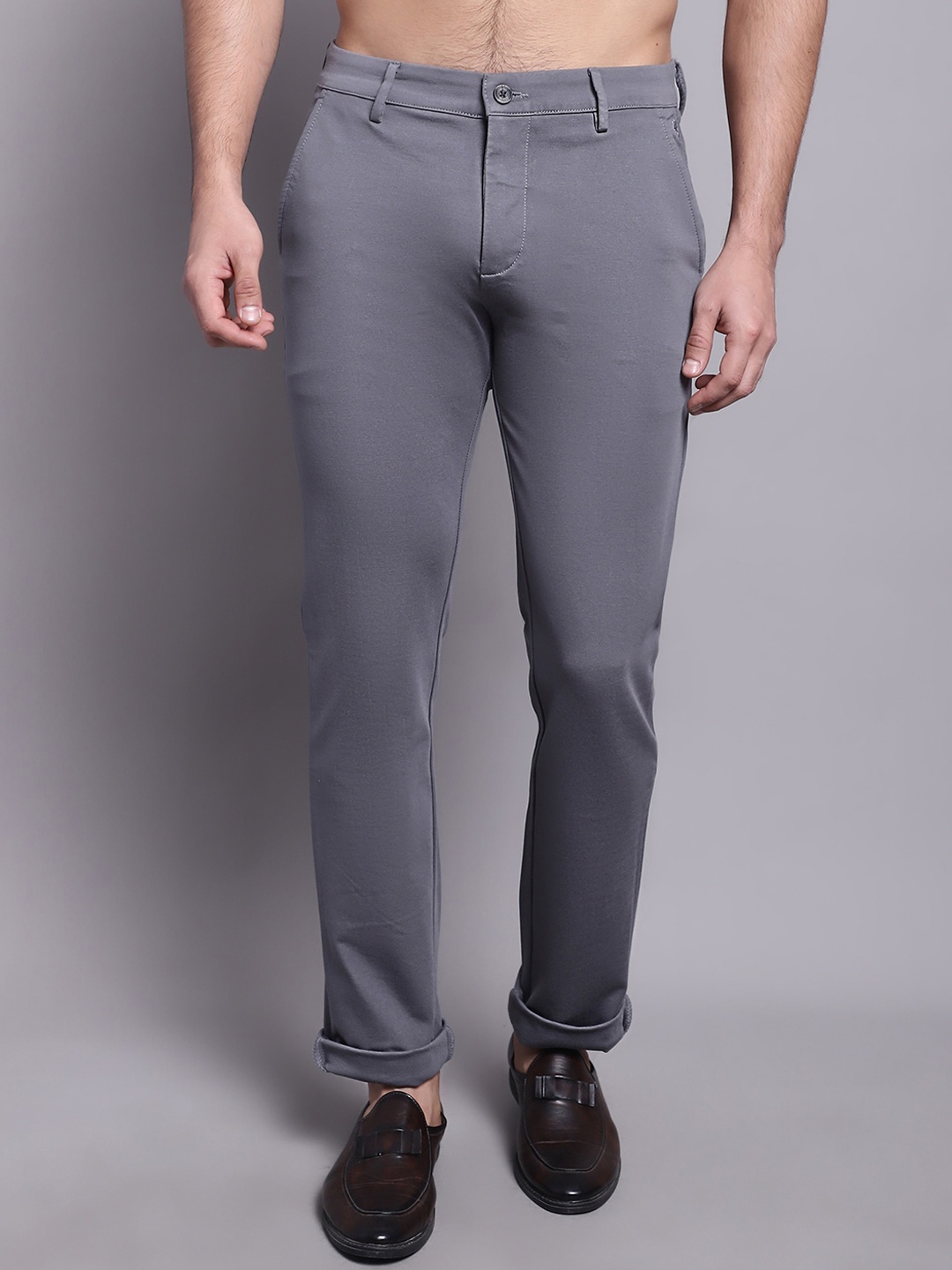 

Cantabil Men Comfort Fit Mid-Rise Trouser, Grey
