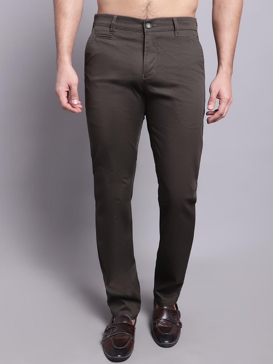 

Cantabil Men Comfort Fit Mid-Rise Trouser, Green