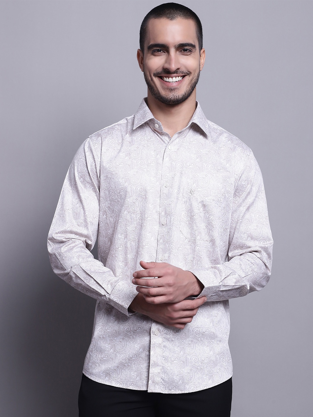 

Cantabil Printed Cotton Comfort Opaque Shirt, Brown