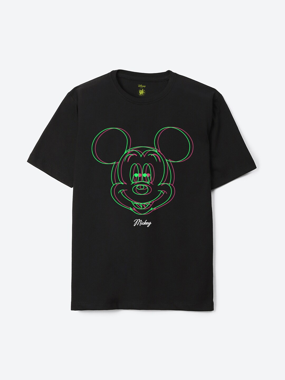 

YK Boys Mickey Mouse Printed Oversized Pure Cotton T-shirt, Black