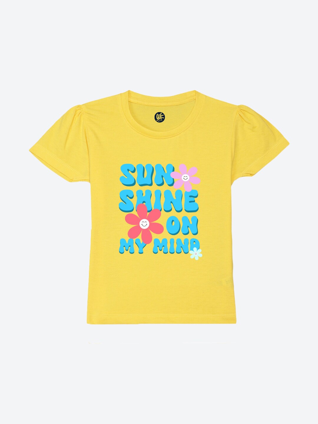 

YK Girls Typography Printed Pure Cotton T-shirt, Yellow