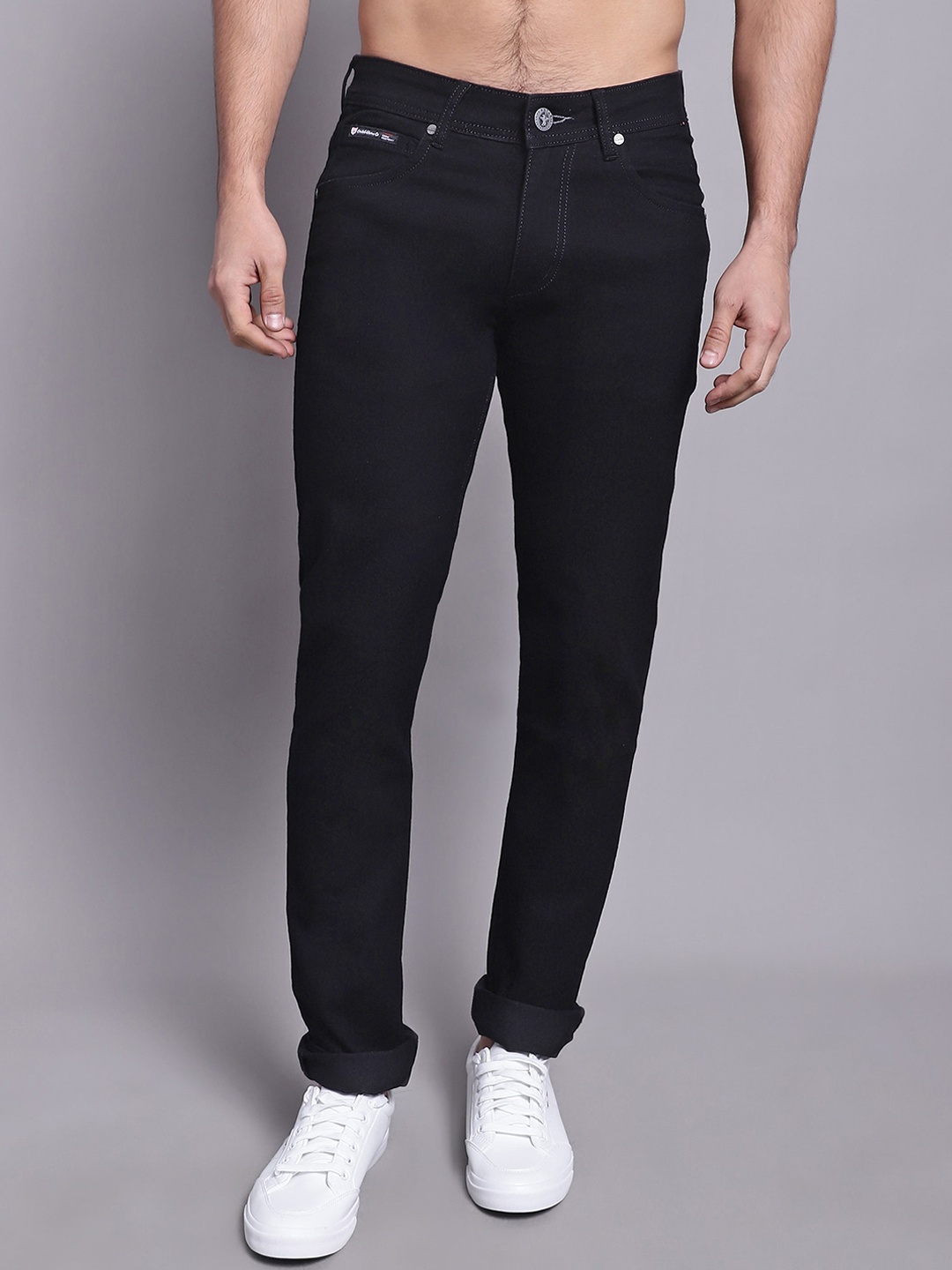 

Cantabil Men Comfort Regular Fit Stretchable Cotton Jeans, Black