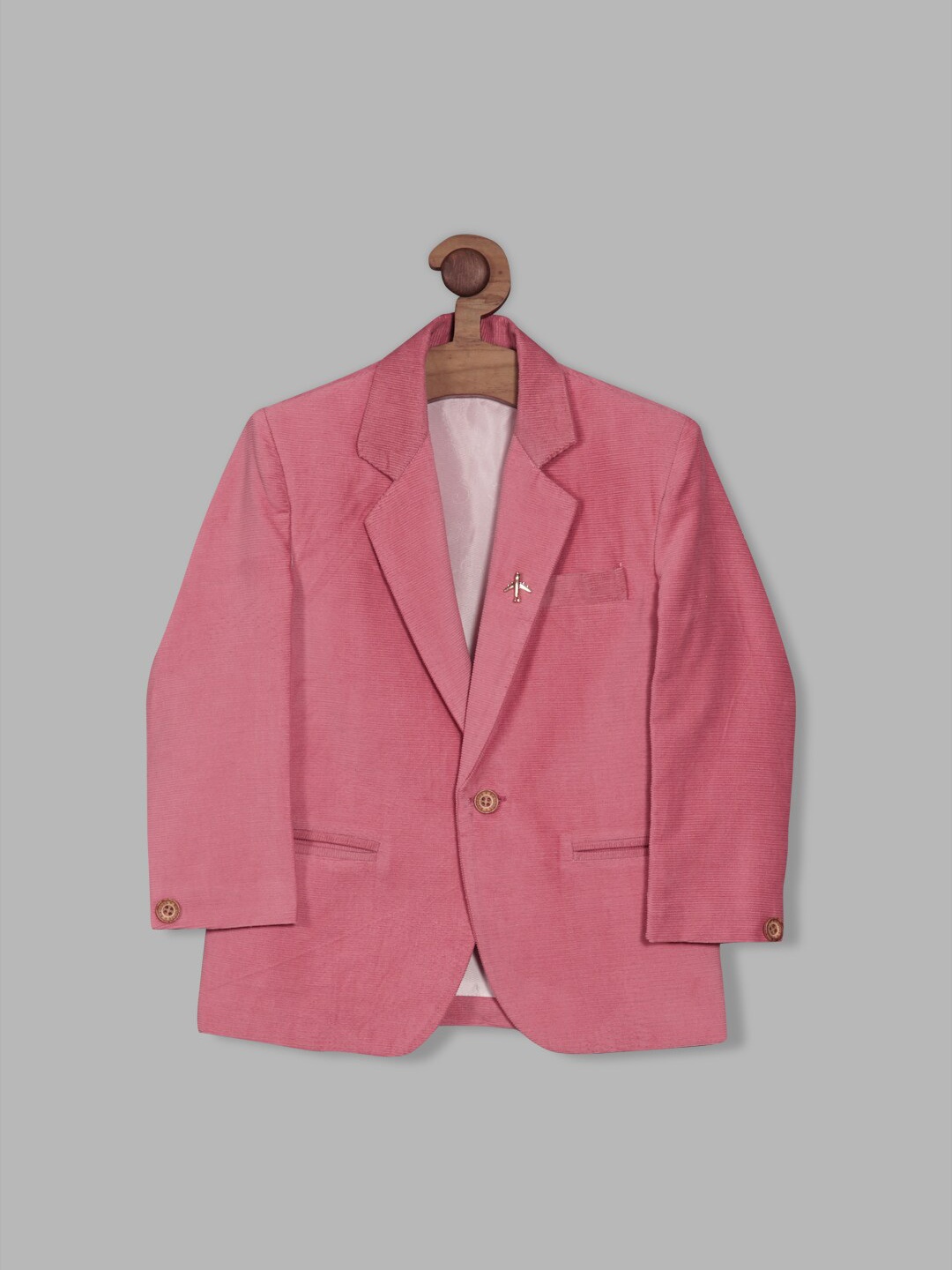 

RIKIDOOS Boys Single-Breasted Cotton Blazer, Pink