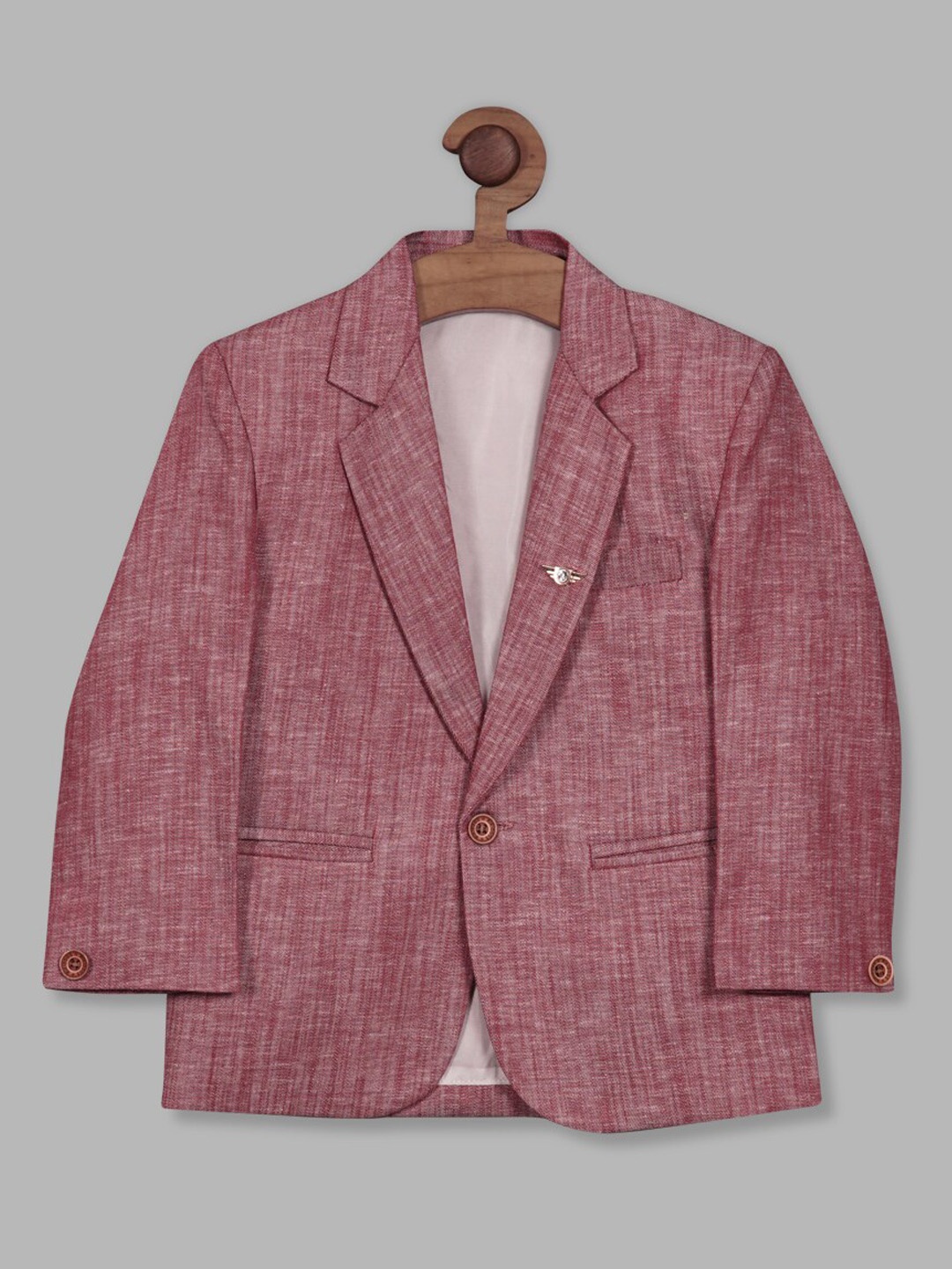 

RIKIDOOS Boys Tailored-Fit Single Breasted Cotton Blazer, Pink